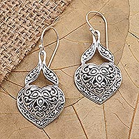 Sterling silver dangle earrings, 'My Affection' - Sterling Silver Heart-Shaped Dangle Earrings