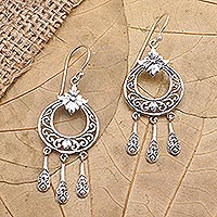 Sterling silver dangle earrings, 'Up with the Sun' - Hand Crafted Sterling Silver Dangle Earrings