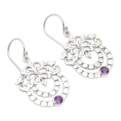 Amethyst dangle earrings, 'February Fruit' - Hand Made Amethyst and Sterling Silver Dangle Earrings