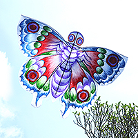 Hand-painted nylon kite, 'Mariposa' - Hand-Painted Nylon Butterfly Kite
