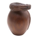 Wood statuette, 'Shedding Snake' - Hand Made Suar Wood Snake Statuette
