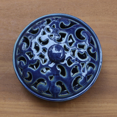 Keramik-Mückenspulenhalter - Blauer Mückenspulenhalter aus Keramik
