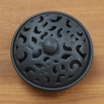 Ceramic mosquito coil holder, Jatiluwih Black