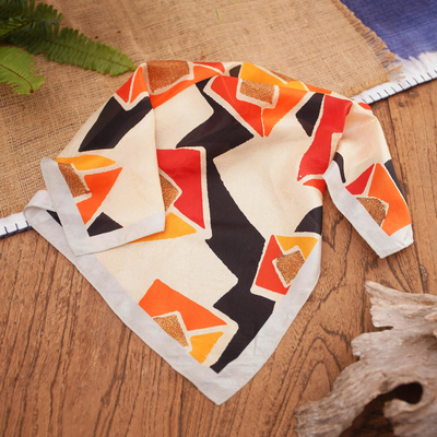 Pañuelo de seda - Pañuelo de seda con motivo geométrico