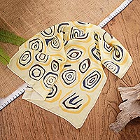 Seidenbandana „Muse“ – handgefertigtes balinesisches Bandana aus 100 % Seide in Gelb und Schwarz