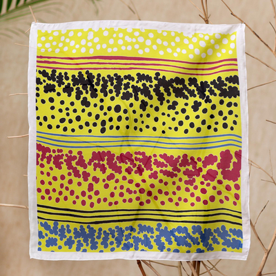 Silk bandana, 'Summer Fields' - Abstract Printed Balinese Silk Bandana