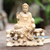Wood sculpture, 'Blessed Buddha' - Hand Carved Hibiscus Wood Buddha Sculpture