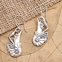 Amethyst dangle earrings, 'Queen Lobster'