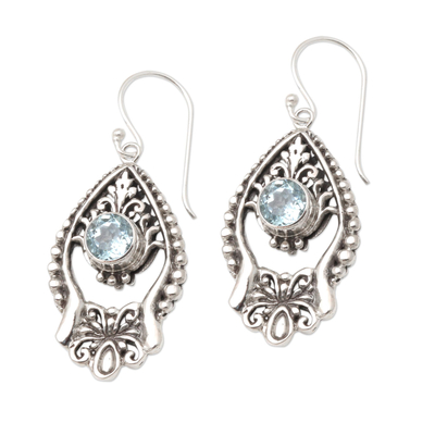 Blue topaz dangle earrings, 'Ice Garden' - Blue Topaz and Sterling Silver Dangle Earrings