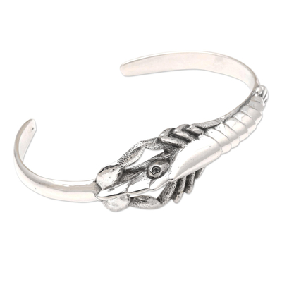 Sterling silver cuff bracelet, 'King Lobster' - Sterling Silver Lobster Cuff Bracelet