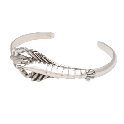 Sterling silver cuff bracelet, 'King Lobster' - Sterling Silver Lobster Cuff Bracelet
