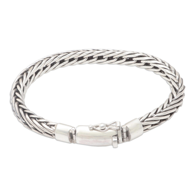 Men's sterling silver chain bracelet, 'Cult Classic' - Men's Sterling Silver Naga Chain Bracelet