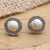 Sterling silver button earrings, 'Shimmering Gong' - Hand Crafted Sterling Silver Button Earrings (image 2) thumbail