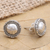 Sterling silver button earrings, 'Shimmering Gong' - Hand Crafted Sterling Silver Button Earrings (image 2b) thumbail