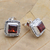 Garnet button earrings, 'Courage to Love' - Sterling Silver and Faceted Garnet Button Earrings (image 2b) thumbail
