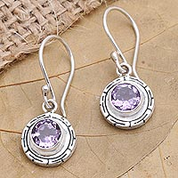Amethyst dangle earrings, 'Soft Beauty' - Sterling Silver and Amethyst Dangle Earrings