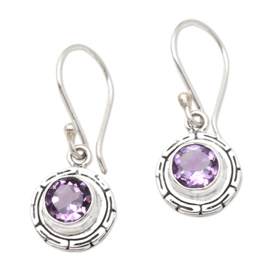 Amethyst dangle earrings, 'Soft Beauty' - Sterling Silver and Amethyst Dangle Earrings