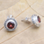 Garnet button earrings, 'Red Rising' - Garnet and Sterling Silver Button Earrings (image 2b) thumbail