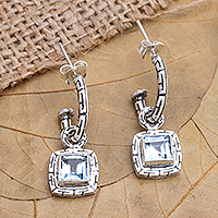 Blue topaz dangle earrings, 'Magic Wand' - Blue Topaz and Sterling Silver Dangle Earrings