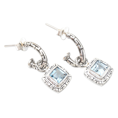 Blue topaz dangle earrings, 'Magic Wand' - Blue Topaz and Sterling Silver Dangle Earrings