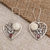 Garnet dangle earrings, 'Moon Love' - Garnet Moon and Heart-Themed Dangle Earrings (image 2) thumbail