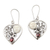 Garnet dangle earrings, 'Moon Love' - Garnet Moon and Heart-Themed Dangle Earrings thumbail
