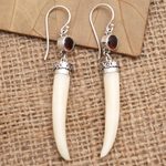 Garnet dangle earrings, 'Poison Dagger' - Garnet and Sterling Silver Dangle Earrings
