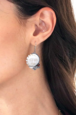 Garnet dangle earrings, 'Celestial Siblings' - Hand Crafted Sun and Moon Dangle Earrings