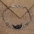 Garnet link bracelet, 'Midnight Crescent' - Amethyst and Bone Crescent Moon Link Bracelet (image 2) thumbail