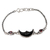 Garnet link bracelet, 'Midnight Crescent' - Amethyst and Bone Crescent Moon Link Bracelet thumbail