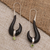 Peridot dangle earrings, 'Black Rider' - Handcrafted Bone and Peridot Dangle Earrings (image 2) thumbail
