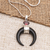 Garnet pendant necklace, 'Mysterious Crescent' - Sterling Silver and Garnet Pendant Necklace (image 2) thumbail