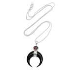 Garnet pendant necklace, 'Mysterious Crescent' - Sterling Silver and Garnet Pendant Necklace