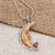 Garnet pendant necklace, 'Sunset Moon' - Garnet and Sterling Silver Crescent Moon Pendant Necklace (image 2) thumbail