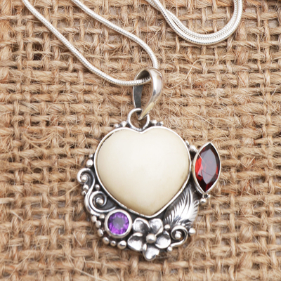 Garnet and amethyst pendant necklace, Garden of Love