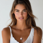 Garnet and amethyst pendant necklace, 'Garden of Love' - Amethyst and Garnet Heart-Themed Pendant Necklace