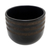 Ceramic pot, 'Night Horizon' (6 diam.) - Artisan Crafted Striped Black Pottery