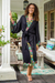 Embroidered robe, 'Night Flowers' - Embroidered Black Rayon Robe (image 2) thumbail