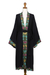 Embroidered robe, 'Night Flowers' - Embroidered Black Rayon Robe thumbail