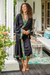 Embroidered robe, 'Night Flowers' - Embroidered Black Rayon Robe (image 2b) thumbail
