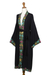 Embroidered robe, 'Night Flowers' - Embroidered Black Rayon Robe (image 2d) thumbail