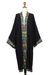 Embroidered robe, 'Night Flowers' - Embroidered Black Rayon Robe (image 2e) thumbail