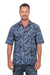 Men's batik cotton shirt, 'Lazy Day in Blue' - Men's Batik Cotton Short-Sleeved Shirt (image 2a) thumbail