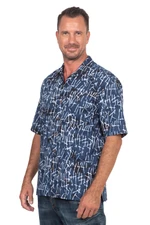 Men's batik cotton shirt, 'Lazy Day in Blue' - Men's Batik Cotton Short-Sleeved Shirt