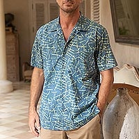 Camisa de hombre de algodón batik - Camisa informal de algodón batik para hombre