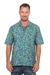 Men's batik cotton shirt, 'Choppy Water' - Men's Casual Batik Cotton Shirt (image 2a) thumbail
