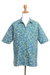 Men's batik cotton shirt, 'Choppy Water' - Men's Casual Batik Cotton Shirt (image 2e) thumbail