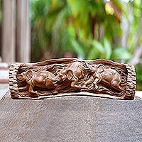 Wood sculpture, Sumatra Elephants