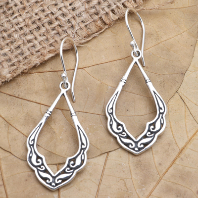 Sterling silver dangle earrings, 'Mirror, Mirror' - Handcrafted Sterling Silver Dangle Earrings