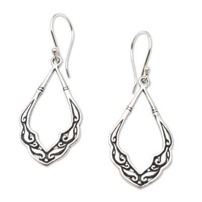 Sterling silver dangle earrings, 'Mirror, Mirror' - Handcrafted Sterling Silver Dangle Earrings